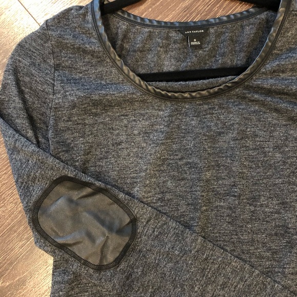 Ann Taylor long sleeved top faux leather accents - Picture 2 of 3